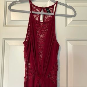 Windsor Burgundy Long Slit Formal Dress